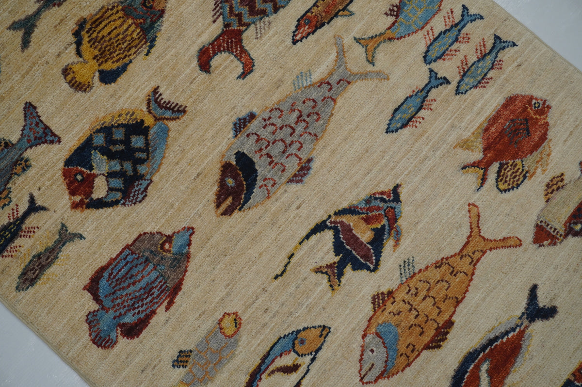 Fish Rug. 4' x 2'.8