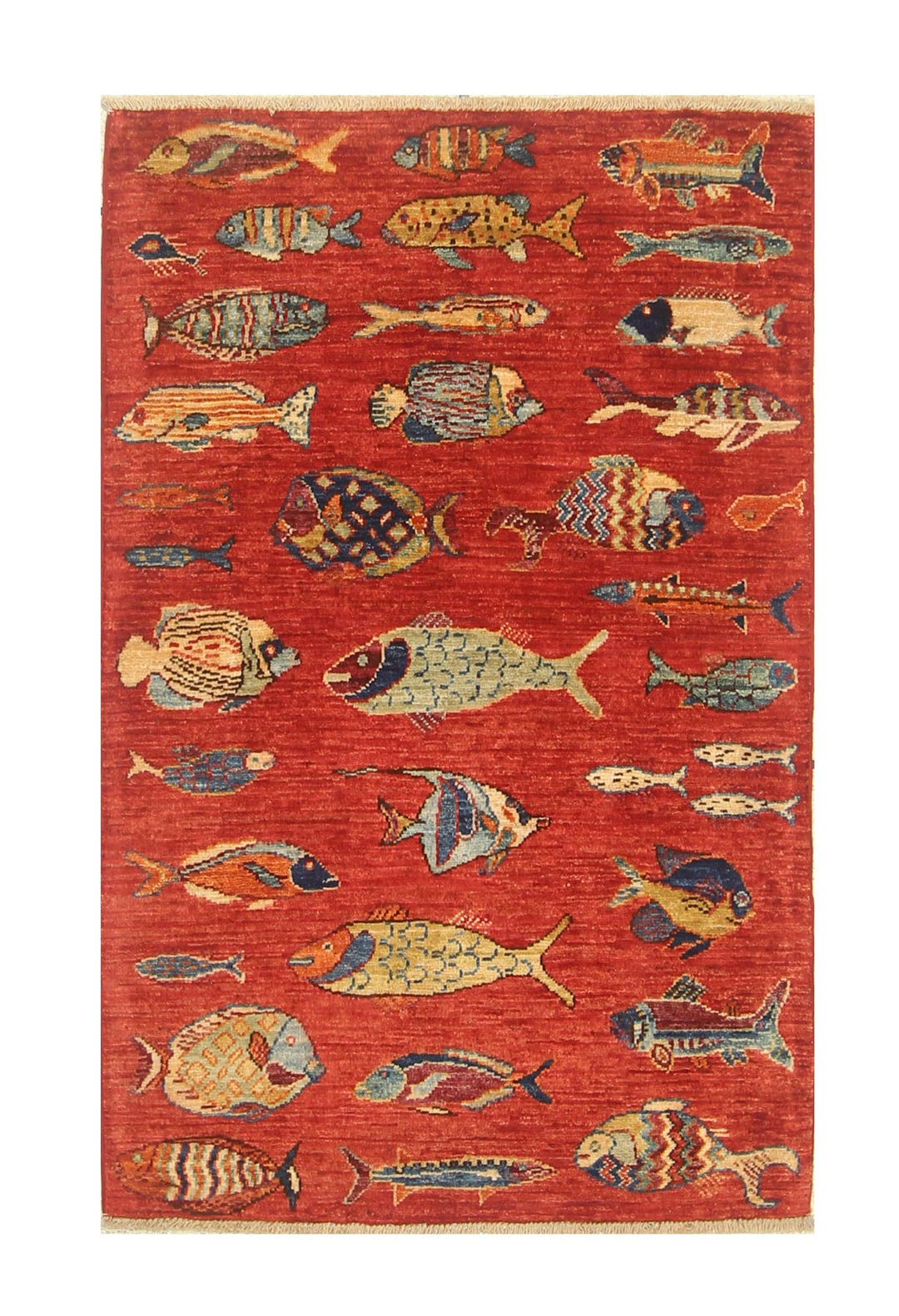 希少 MICHIGAN RUG CO 魚 総柄 S/M ivory-blue-grey-nourison-area-