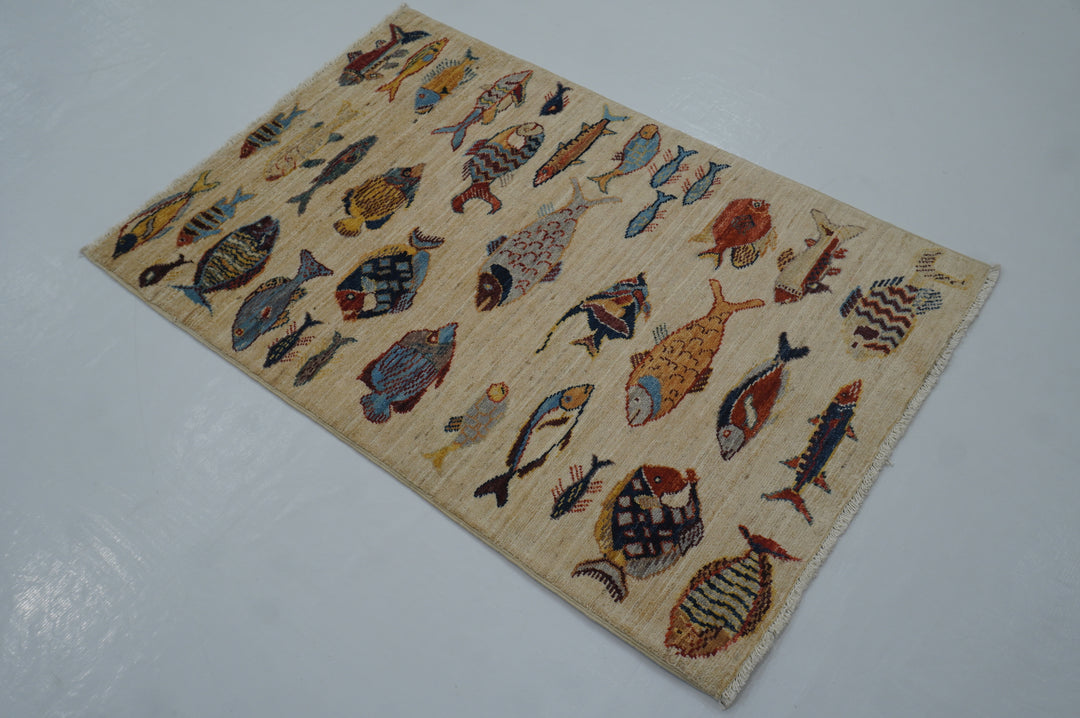 Fish Rug. 4' x 2'.8